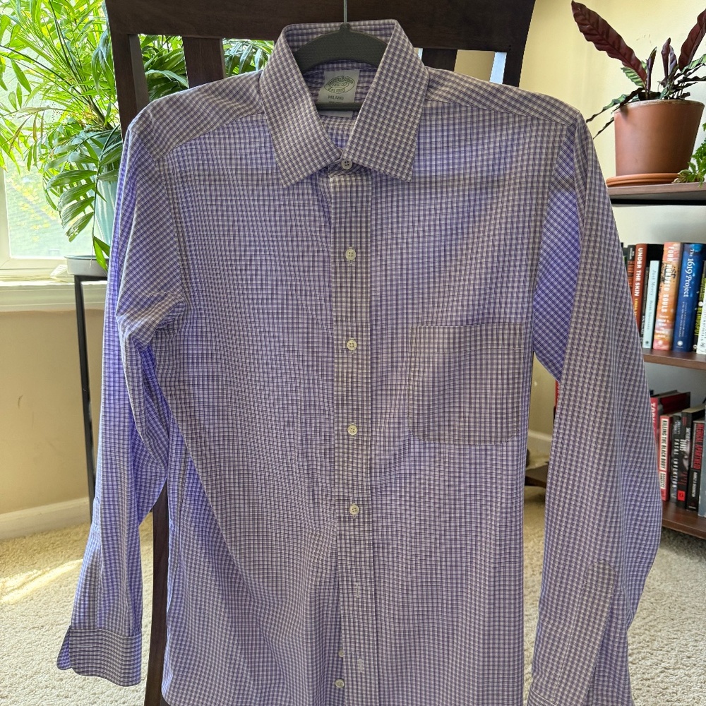 Checkered Purple Dress Shirt, Great Condition